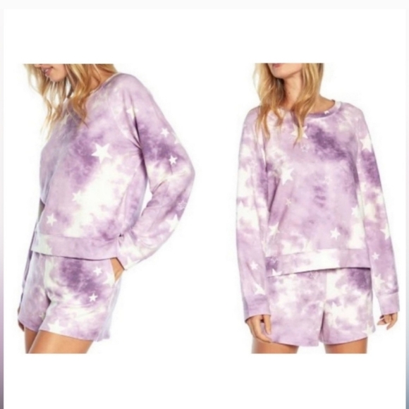 Wildfox Lounge Set Sweatshirt & Shorts Heart or Tie Dye Print NEW - Picture 2 of 2
